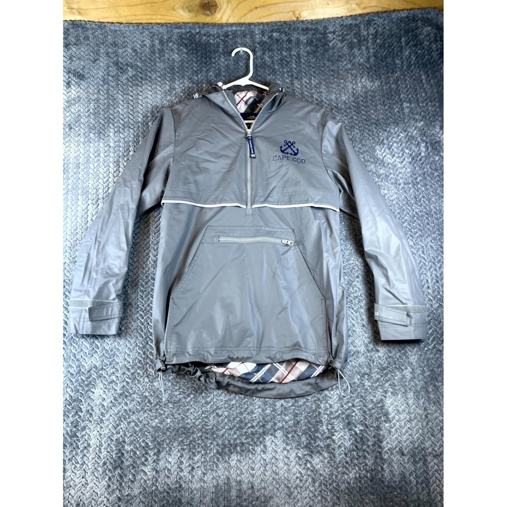 Charles River Apparel New Englander Rain Jacket Womens XS Gray 1/2 Zip Hooded